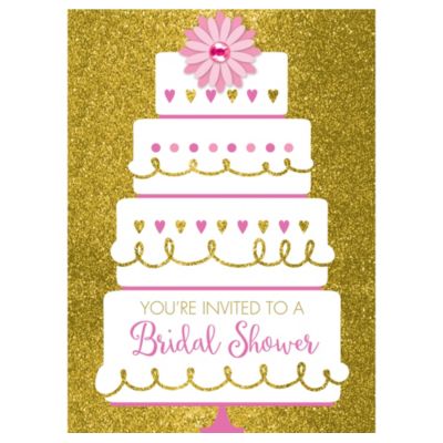 Bridal Shower Cake Jumbo Deluxe Invitations 8ct