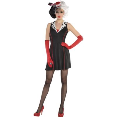 Adult Women's Cruella De Vil Dress - 101 Dalmatians Black