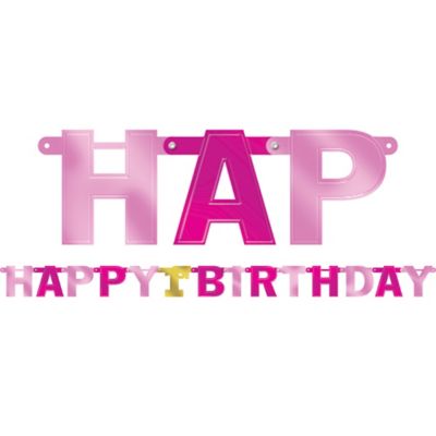 1st Birthday - Letter Banner - Pink