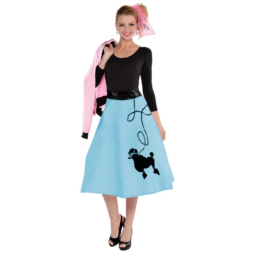 Poodle Skirt Adult Costume Blue
