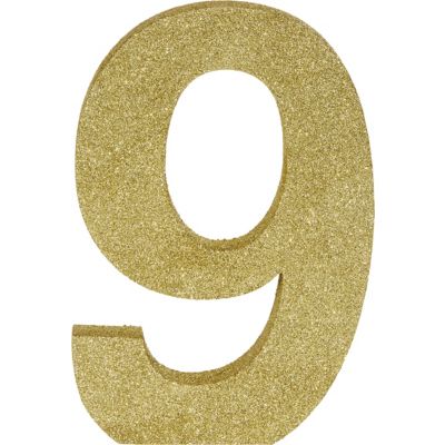Gold Glitter Number - 9