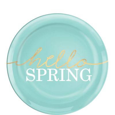 Spring Plastic Plates, 7-1/2", Blue, 4 Plates per Pack, Set of 4 Packs