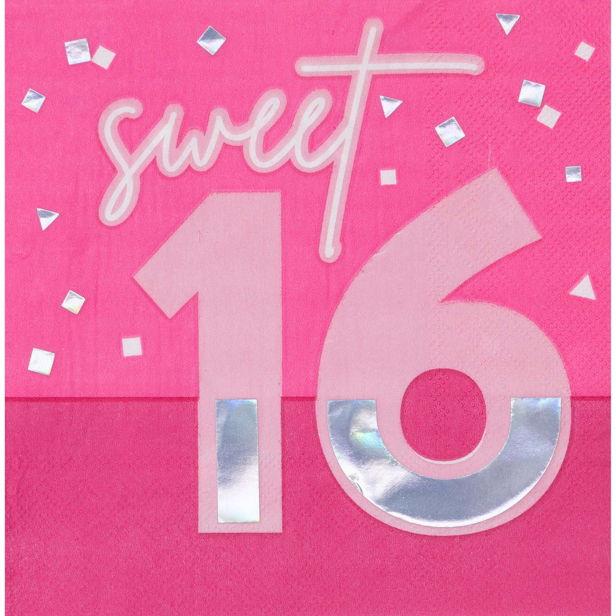Pink Sixteen Birthday Large "Sweet 16" Lunch Napkins, 16 Count