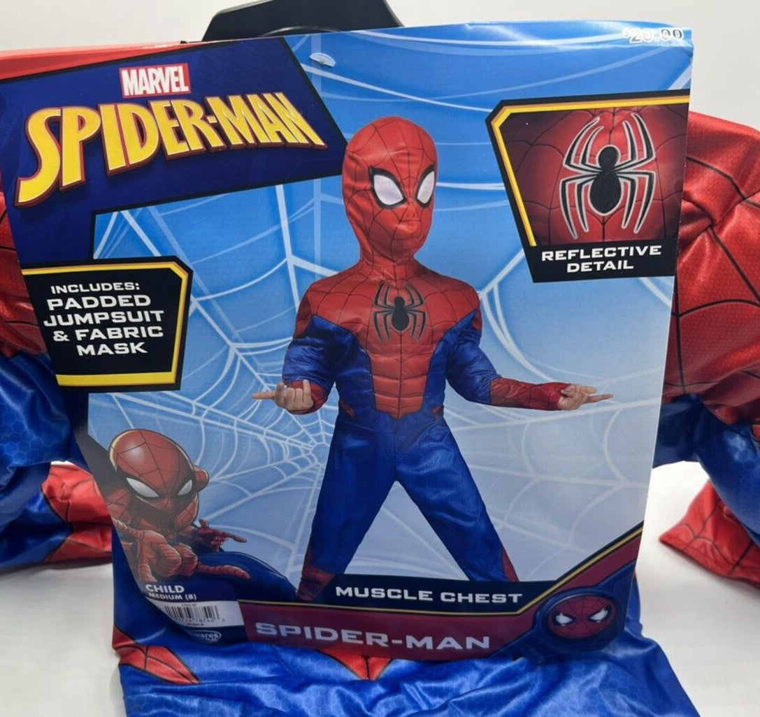 Spiderman Kid's Reflective Muscle Jumpsuit Halloween Costume 6-7 Small