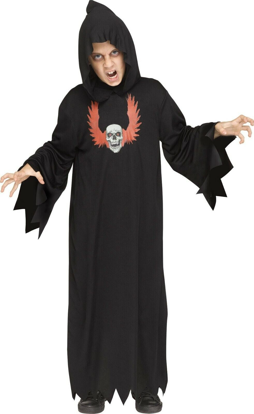 Child Black Ghoul Hooded Robe Vampire Costume