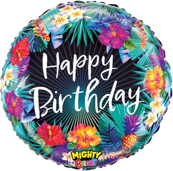 308 21" Mighty Tropical Flower Birthday Foil Balloon