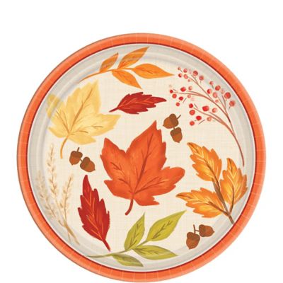 Fall Foliage 7" Round Plates Multicolor 6/Pack