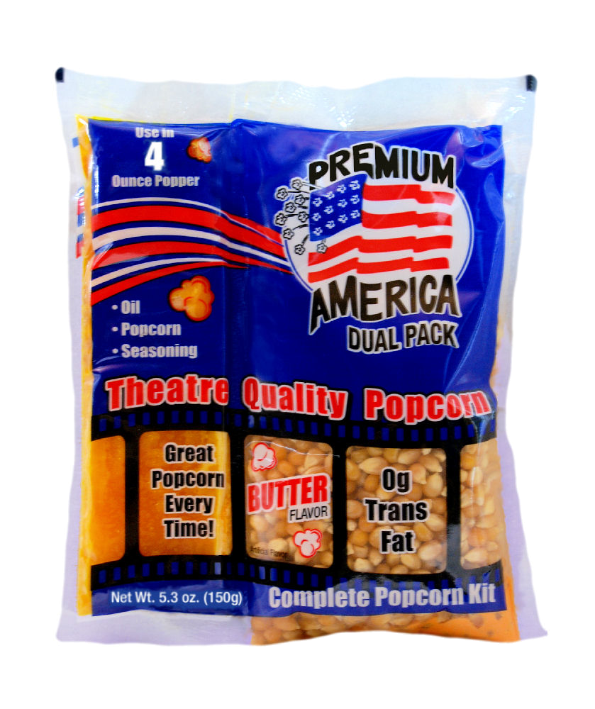 Premium America Dual Pack Popcorn Kit Portion Pack Coconut 5.3 Oz. for 4-oz. Fun Pop
