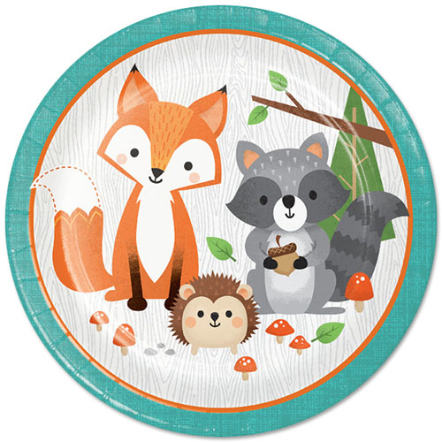 Wild One Woodland Animals Paper Dinner Plates-8 Pcs