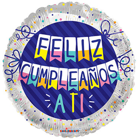 B007 18" Feliz Cumpleanos Ati Foil Balloon