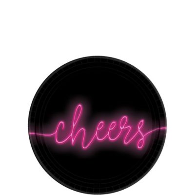 New Year's Glow Round Plates 7" 18 Pack