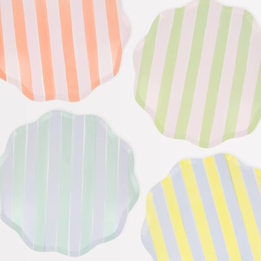 Meri Meri Pastel Striped Paper Plates (Pack of 8) Small