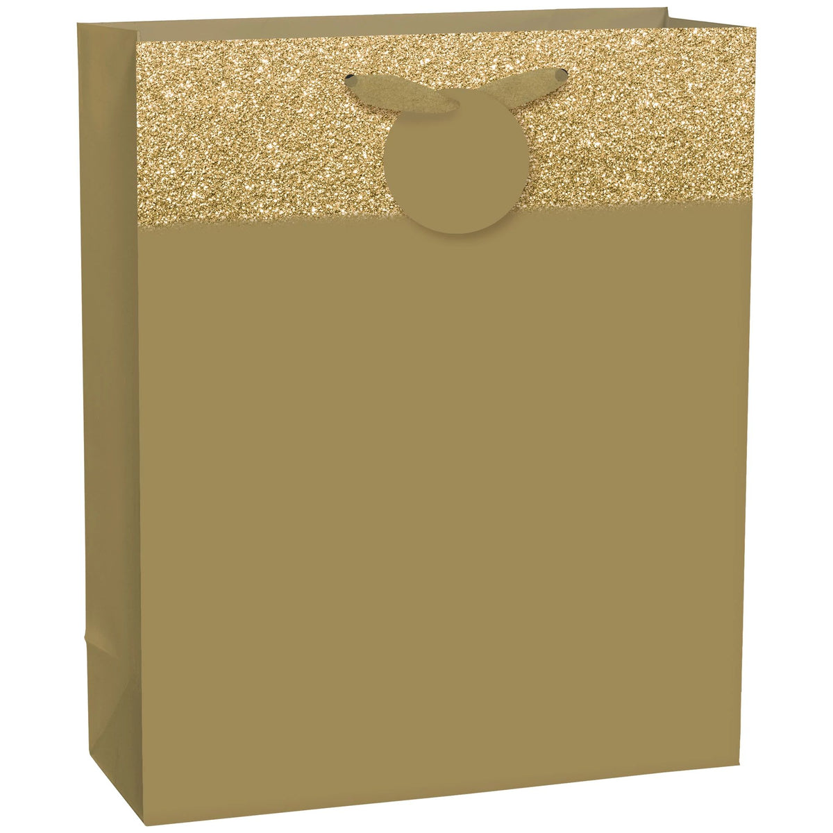 Matte Large Bag w/Glitter Band-Gold, with Hang Tag