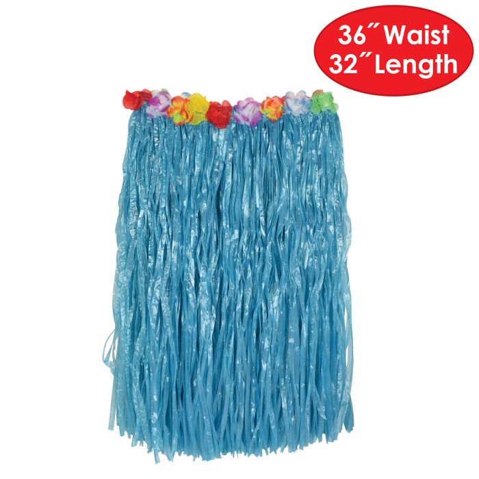 Adult Artificial Grass Hula Skirt Blue