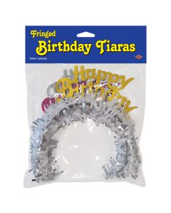Pkgd Happy Birthday Tiaras w/Fringe