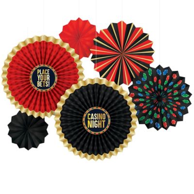 Roll the Dice Paper Fan Decorations 6ct