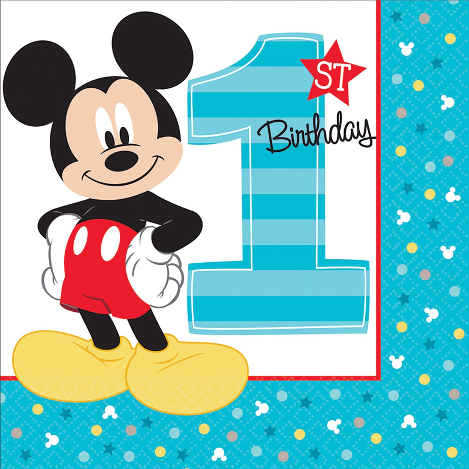 Mickey Mouse 1st Birthday Lunch Napkins 16ct