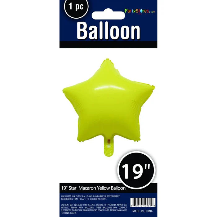 19" Star Macaron Yellow Balloon