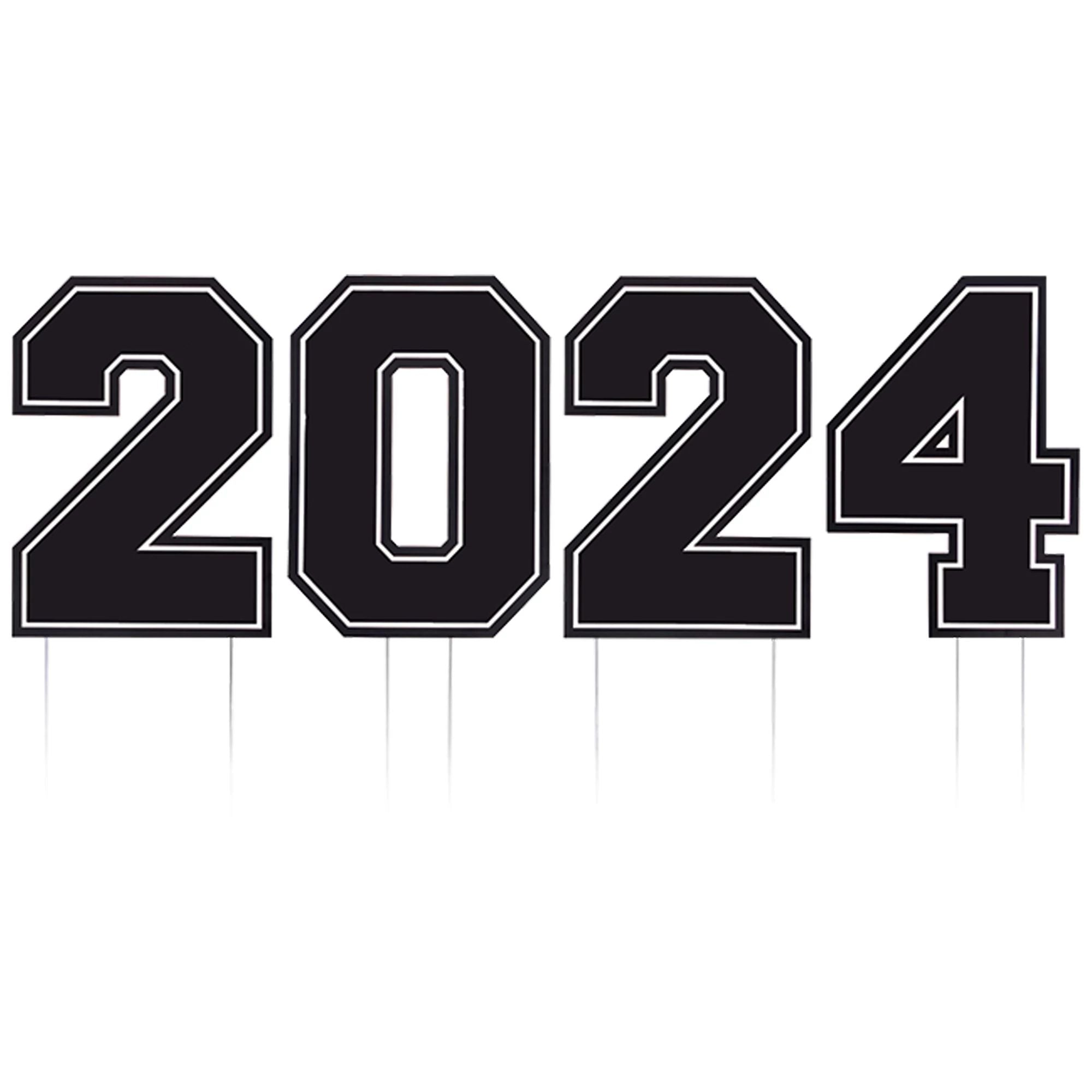 Giant Black "2024" Yard Stake Sign
