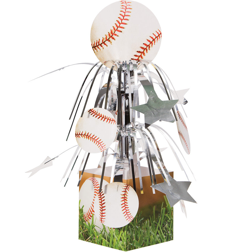 Creative Converting Sports Fanatic Baseball Centerpiece with Mini Cascade and Base White