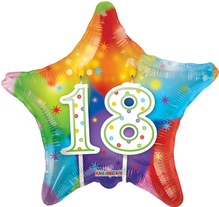 A012 18" Happy 18th Birthday Candles Foil Balloon