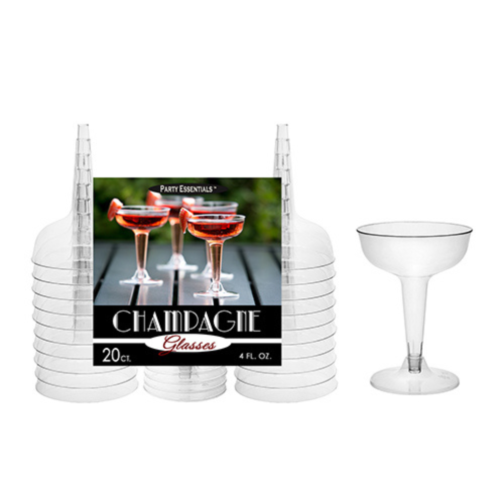 4 OZ. 2 PC. CHAMPAGNE GLASSES CLEAR – 20 CT.