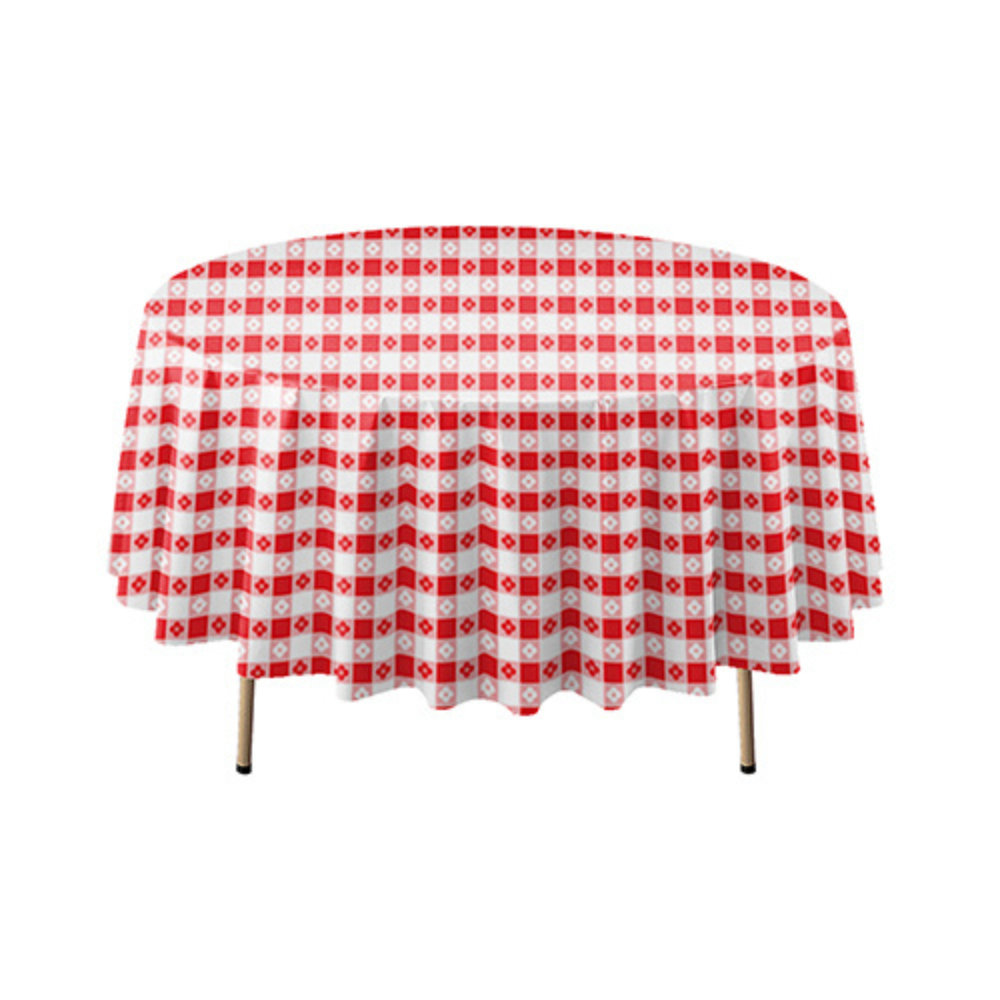 84″ ROUND TABLE COVERS – RED GINGHAM