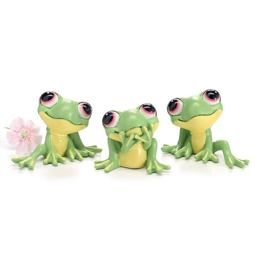 ASTD 3 GREEN FROG FIGURINE