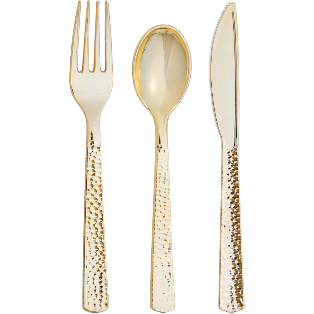 	Metallic Gold Hammered Assorted Cutlery