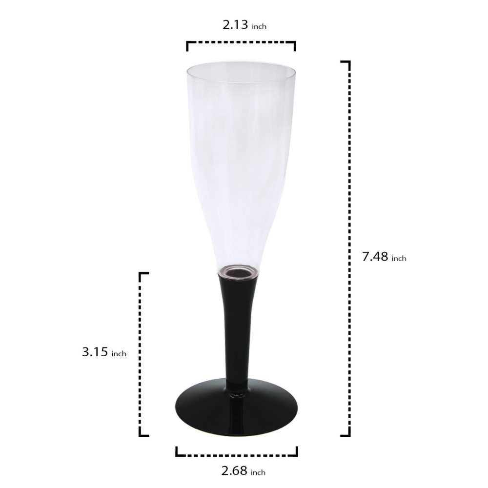 5 OZ. 2 PC. CHAMPAGNE FLUTES BLACK STEM – 10 CT.