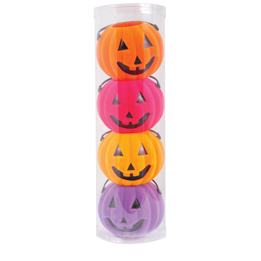 Flocked Mini Treat Pumpkin - 4 Pack