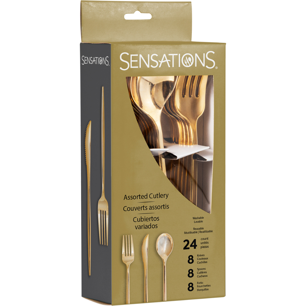 Sensations Gold Metallic Assorted Cutlery 24ct