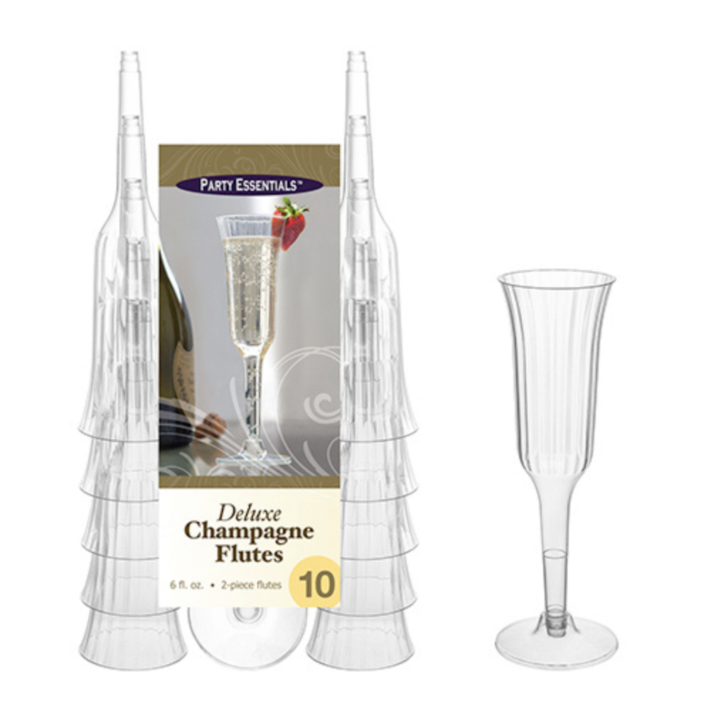 6 OZ. 2 PC. DELUXE CHAMPAGNE FLUTES CLEAR – 10 CT.