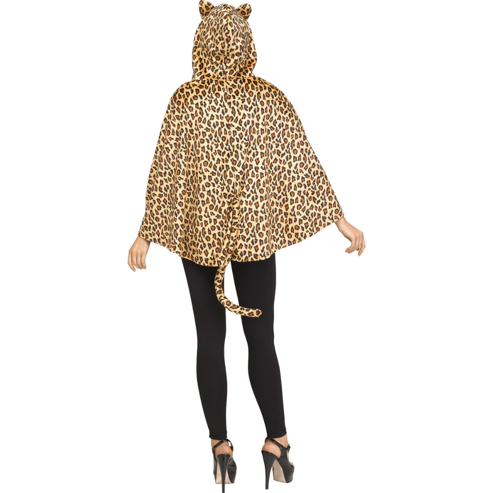 Leopard Hooded Poncho - Adult