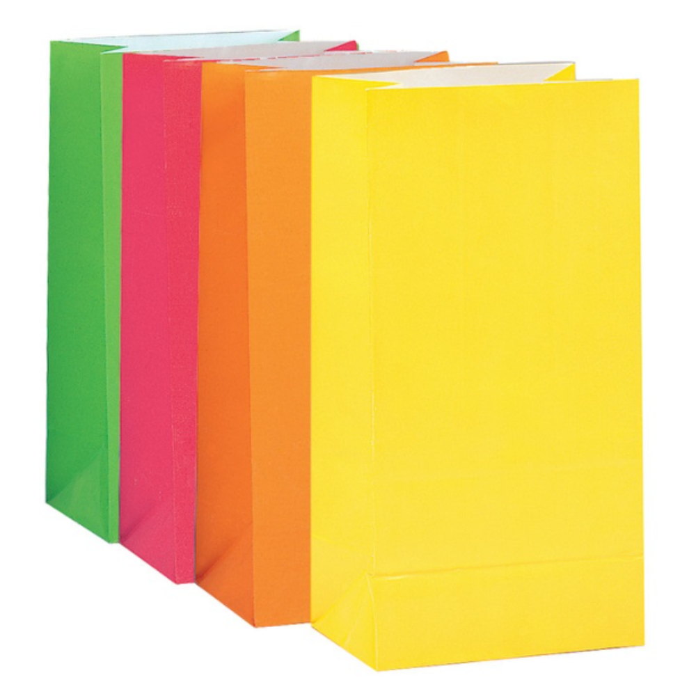 Neon Assorted Paper Party Bags  10ct