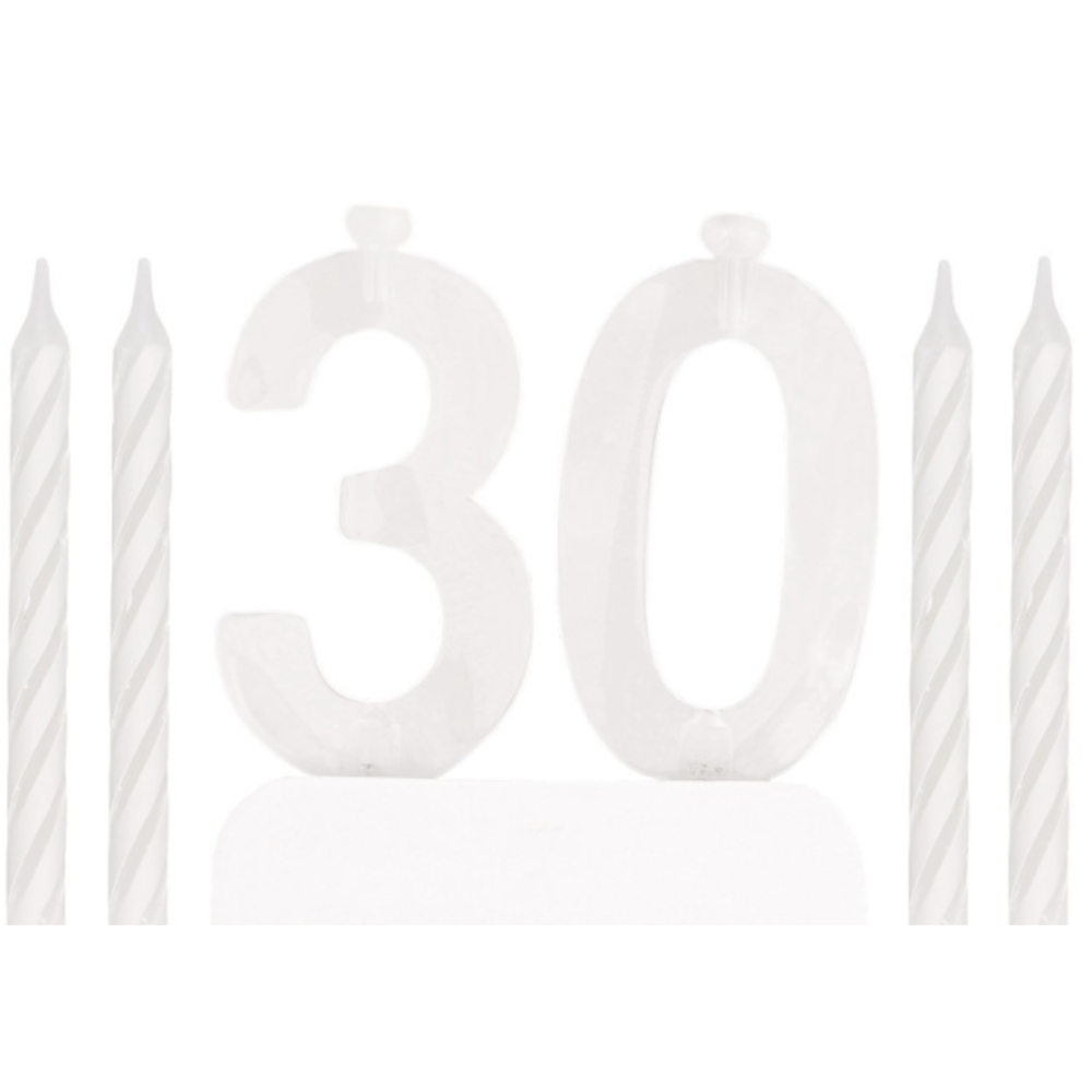 Number 30 Flashing Holder with Birthday Candle
