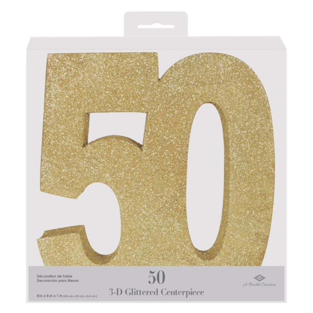 3-D Glittered "50" Centerpiece