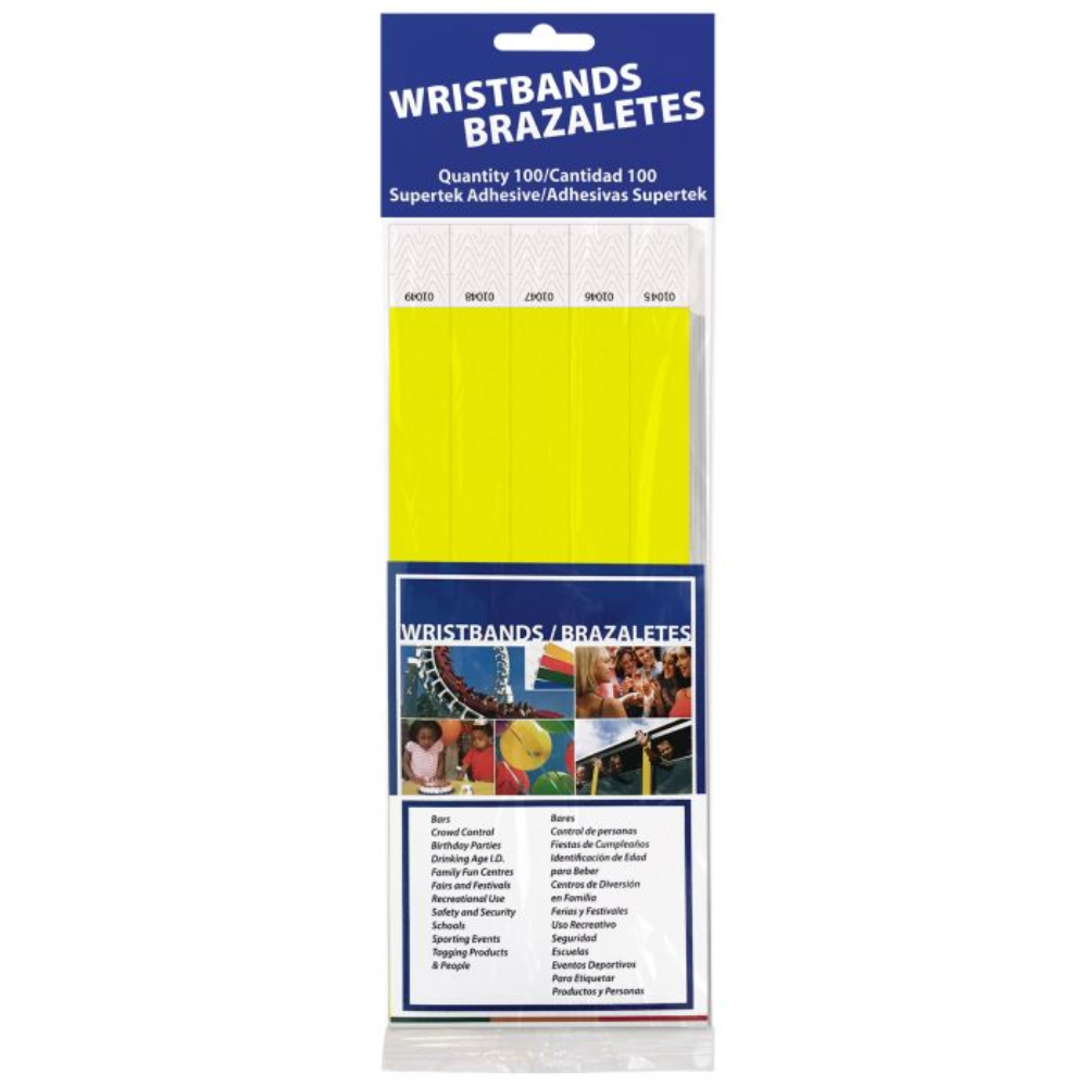 100 ct. Solid Colored Wristbands-Yellow