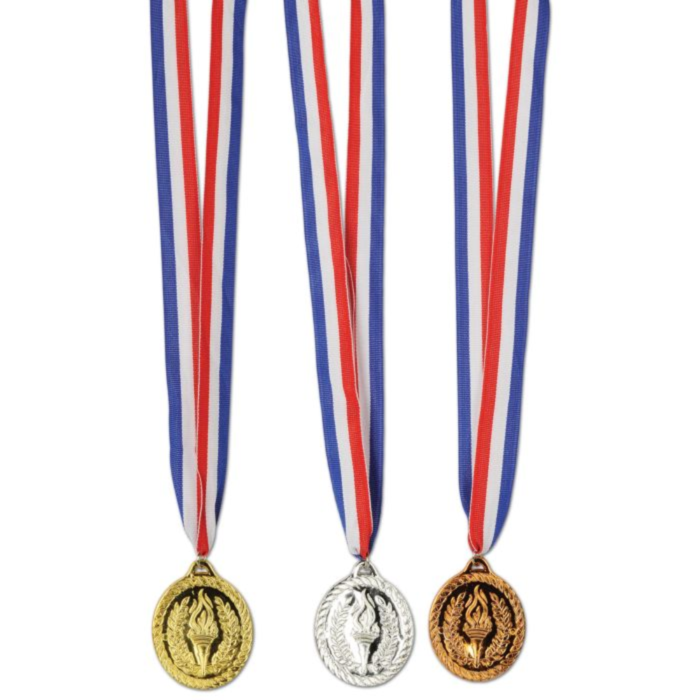 Gold, Silver & Bronze Medals w/Ribbon