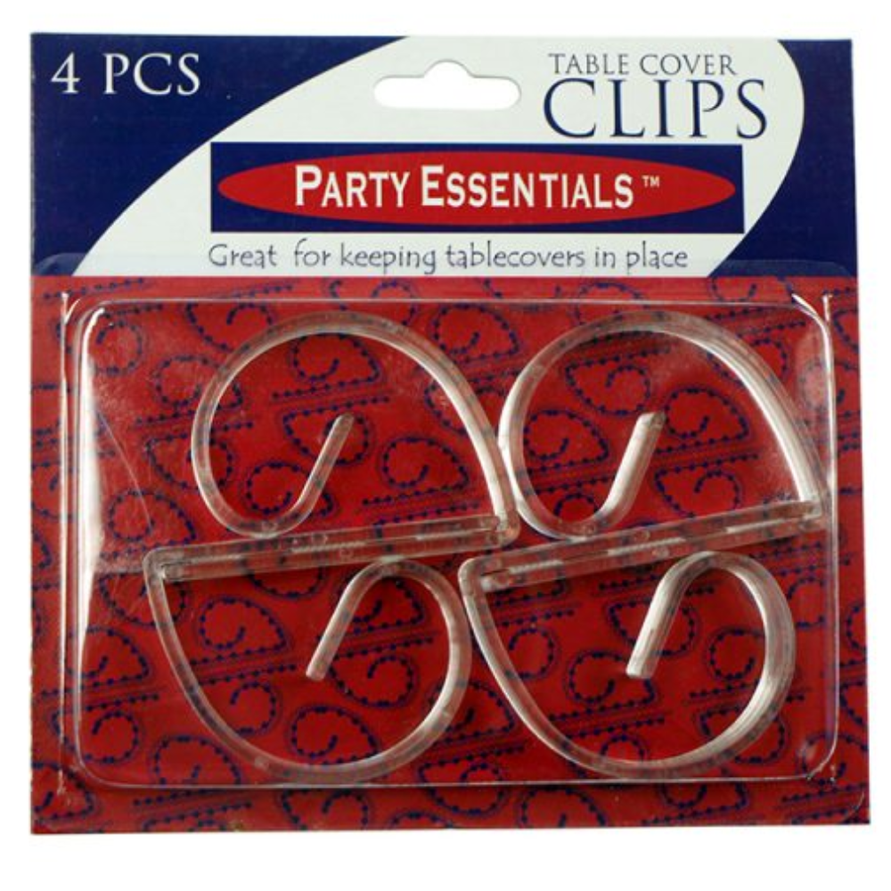 CLEAR TABLE COVER CLIPS – 4 PACK ( On backorder leave as draft and with 0 in stock)