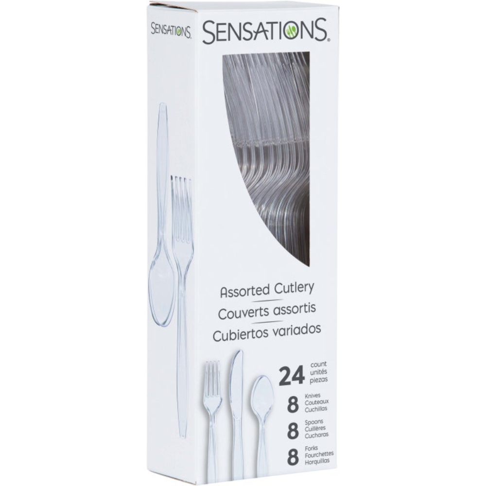 Clear Assorted Cutlery-24ct