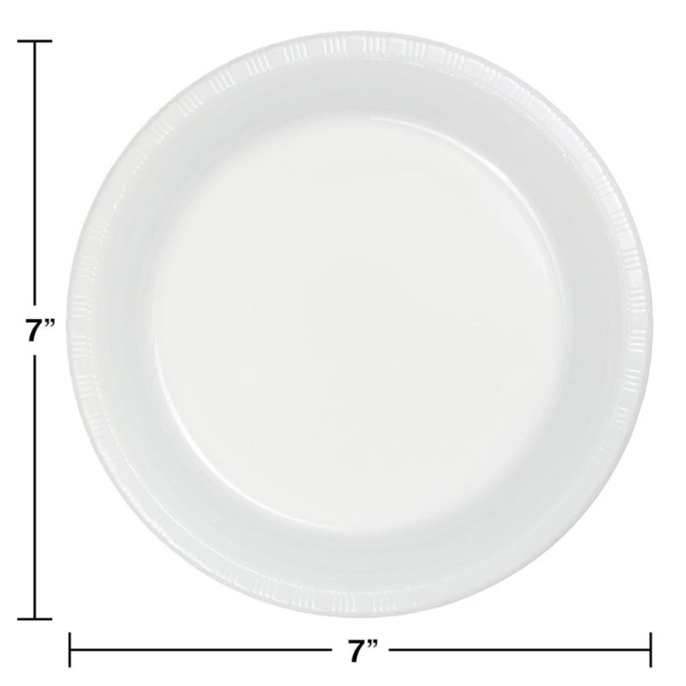White 7" Plates- 20ct