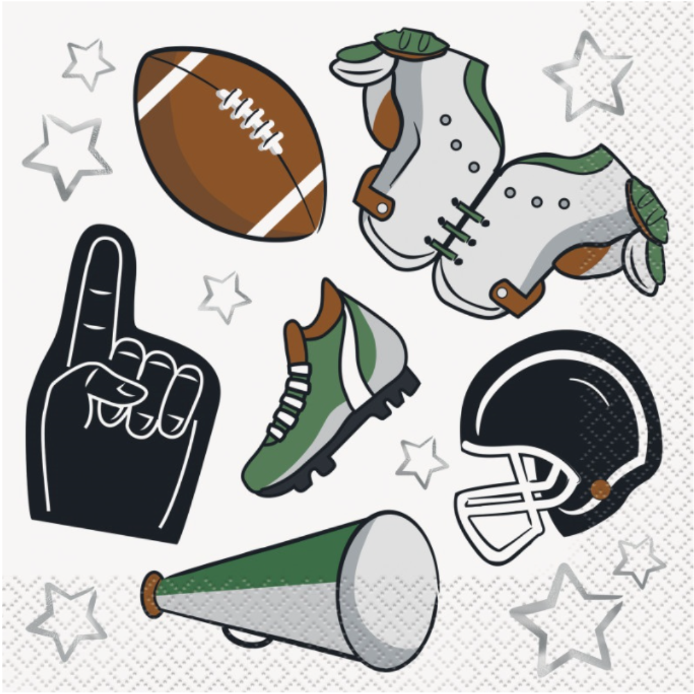 Game Face Football Luncheon Napkins  16ct - Foil Stamping