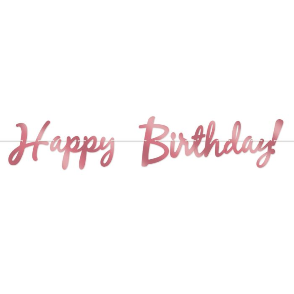 Foil Happy Birthday Streamer - Rose Gold