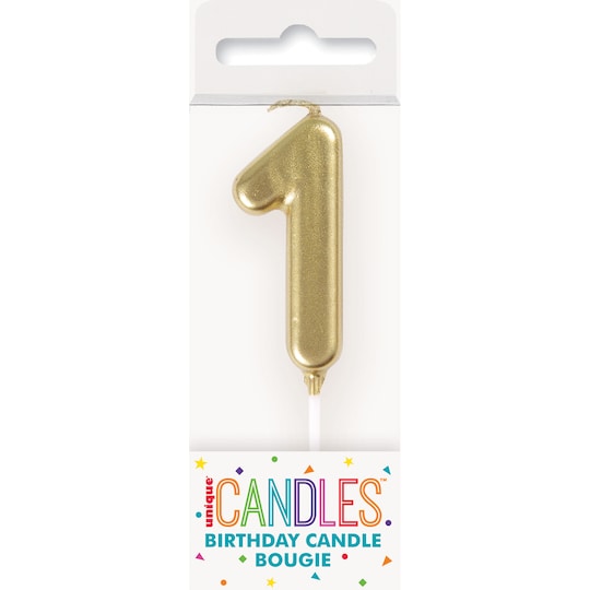 Gold Mini Number 1 Birthday Candle, 1 Count