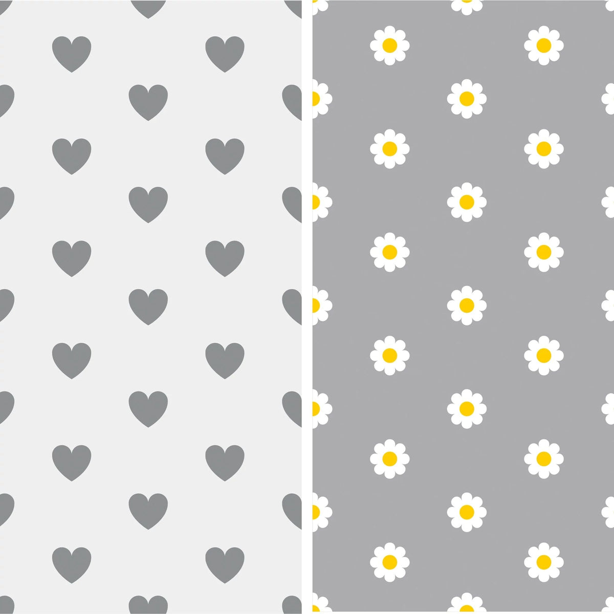 Reversible Heart &amp; Daisy Printed Jumbo Gift Wrap