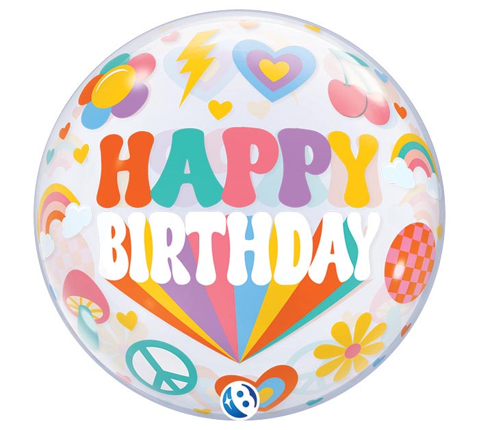 404 22" PKG BIRTHDAY RETRO BUBBLE BALLOON