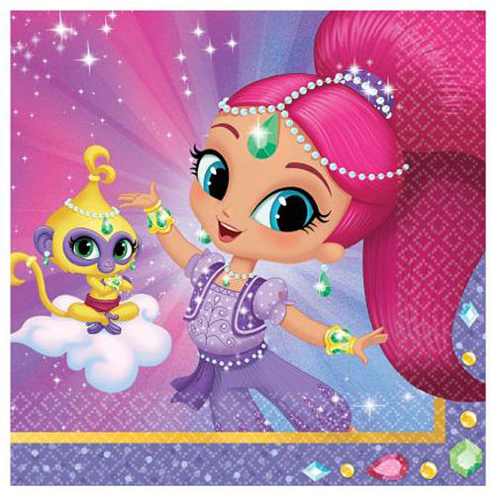 Shimmer &amp; Shine Nick Jr Cartoon Kids Birthday Party Paper Beverage Napkins