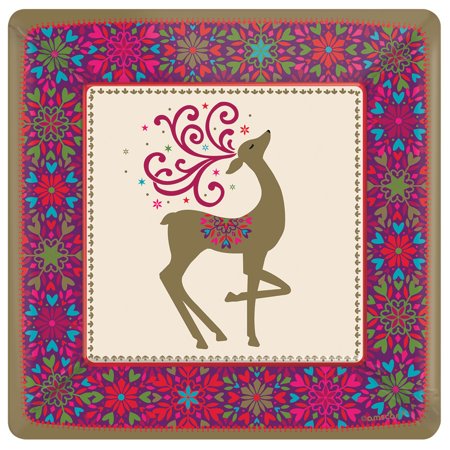 Winter Whimsey Reindeer 7" Dessert Plates (18 Count)