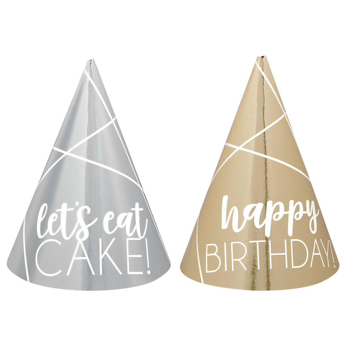 Birthday Accessories Silver &amp; Gold Mini Cone Hats